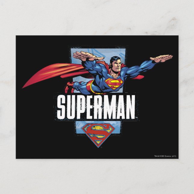 Cartão Postal Superman and Logo Bordered (Frente)