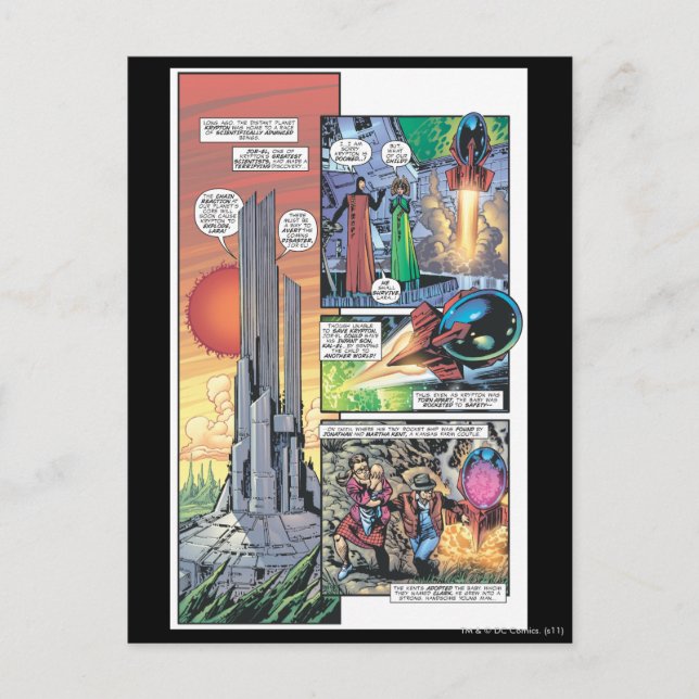 Cartão Postal Superman Comic Panel - Origens de Clark (Frente)