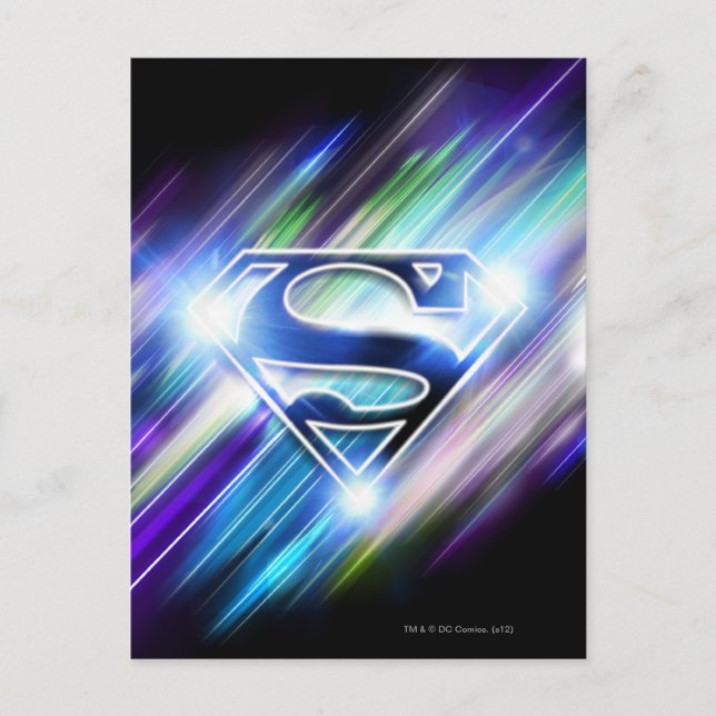 Cartão Postal Superman Estilizado | Logotipo de burst azul brilh (Frente)