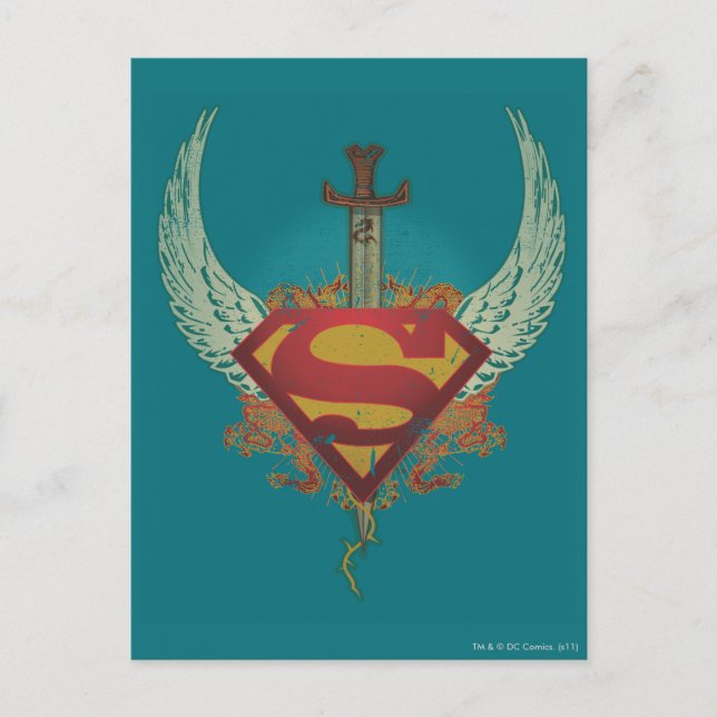 Cartão Postal Superman Estilizado | Logotipo de fundo do tear (Frente)