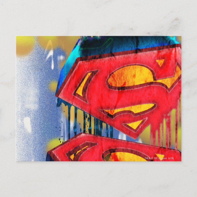 Cartão Postal Superman Estilizado | Logotipo de tinta urbana (Frente)