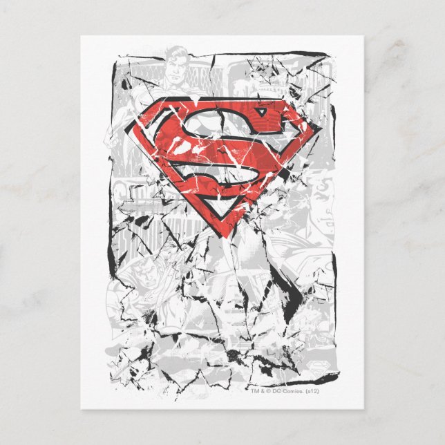Cartão Postal Superman Estilizado | Logotipo em quadrinhos amass (Frente)