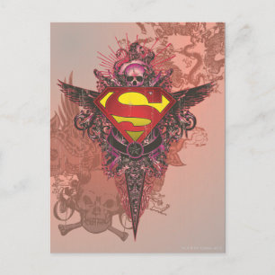 Cartão Postal Superman Estilizado   Logotipo Grunge Design