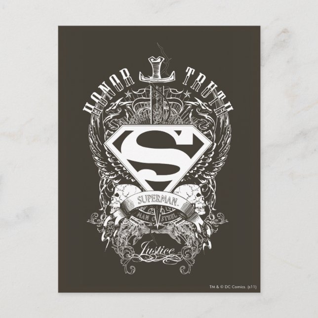 Cartão Postal Superman Estilizado | Logotipo Honesto, Verdade e  (Frente)
