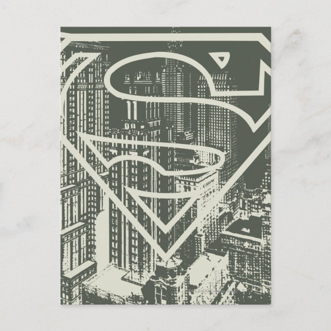 Cartão Postal Superman Estilizado | Logotipo verde de metrópole (Frente)