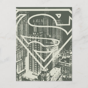 Cartão Postal Superman Estilizado   Logotipo verde de metrópole