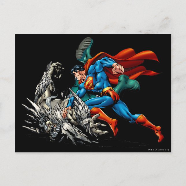 Cartão Postal Superman Fights Monster (Frente)