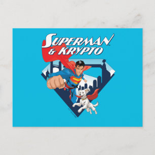 Cartão Postal Superman & Krypto em Fuga