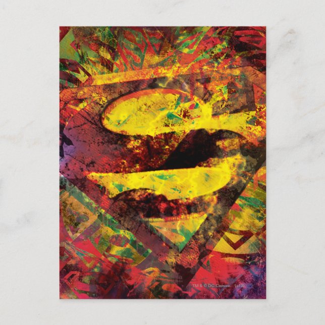 Cartão Postal Superman S-Shield | Logotipo Grunge (Frente)