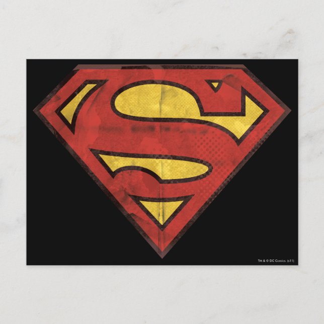 Cartão Postal Superman S-Shield | Logotipo Grunge (Frente)