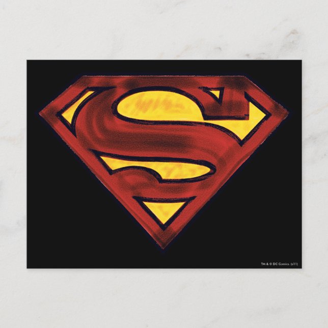 Cartão Postal Superman S-Shield | Logotipo vermelho escura (Frente)