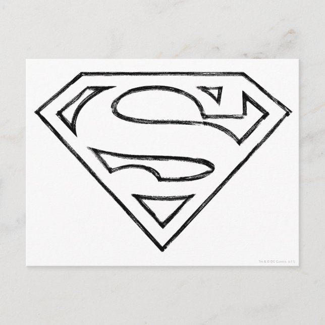 Cartão Postal Superman S-Shield | Simple Black Outline Logo (Frente)