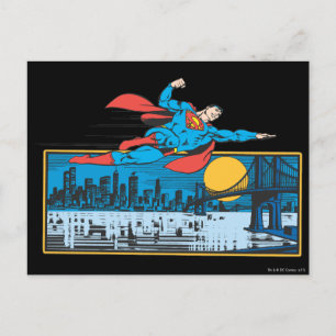 Cartão Postal Superman Voa Pela Cidade
