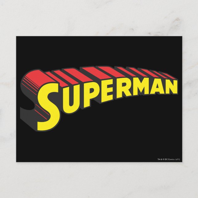 Cartão Postal Superman | Yellow Red Letters Logo (Frente)
