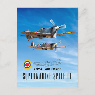 CARTÃO POSTAL SUPERMARINE SPITFIRA - ROYAL AIR SQUADRON