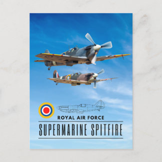 CARTÃO POSTAL SUPERMARINE SPITFIRA - ROYAL AIR SQUADRON