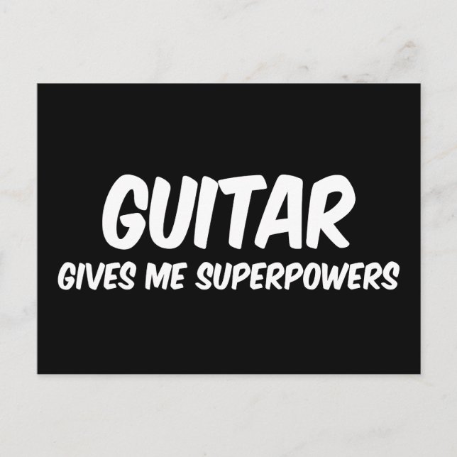 Cartão Postal Superpoderes de Guitarra Música de Super-herói Eng (Frente)