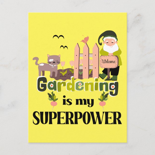 Cartão Postal Superpotência de jardinagem, jardineiro-cúmulo (Frente)
