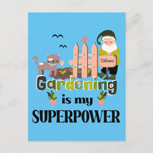 Cartão Postal Superpotência de jardinagem, jardineiro-cúmulo (Frente)
