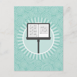 Cartão Postal Suporte de Música Diversão Espiral Turquesa Músico