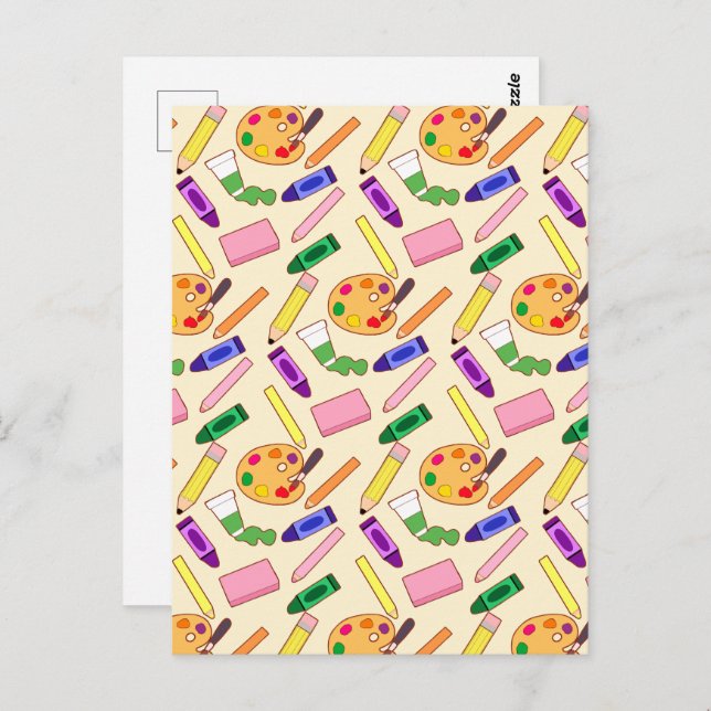 Cartão Postal Suprimentos Coloridos De Arte (Frente/Verso)