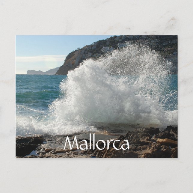 Cartão Postal Surf de queda em Rocks, Maiorca, Espanha (Frente)