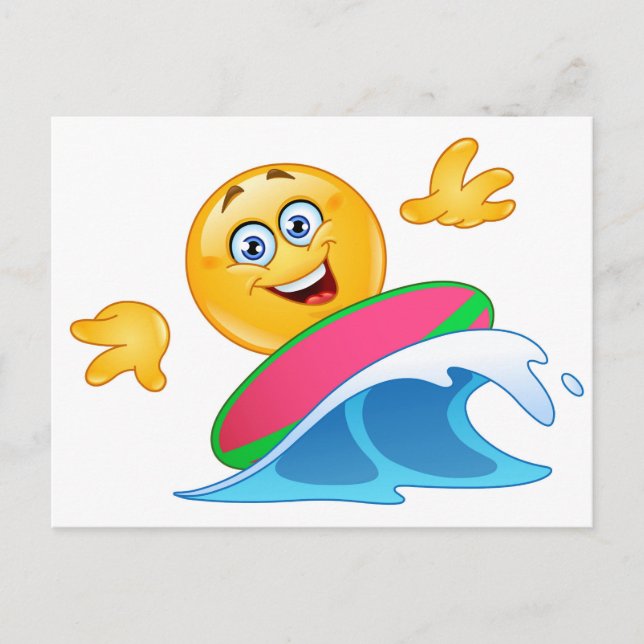 Cartão Postal surf emoji (Frente)