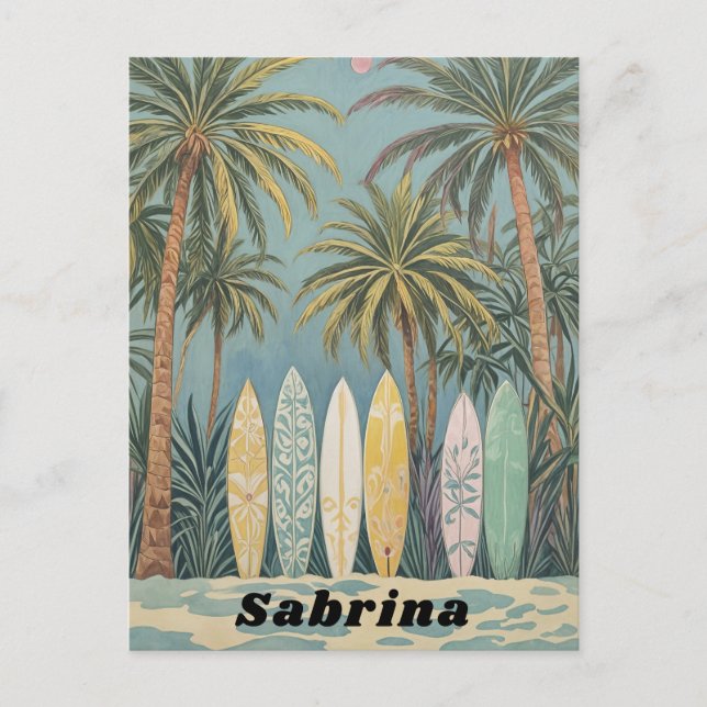 Cartão Postal Surf, Estilo de Pastel Personalizado (Frente)
