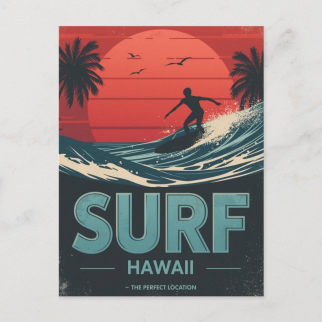 Cartão Postal Surf Hawaii Sunset Vibes (Frente)