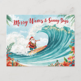 Cartão Postal Surfando o Natal com o PAPAI NOEL