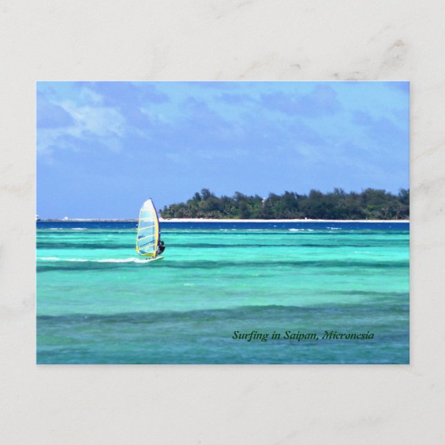 Cartão Postal Surfar em Saipan Postcard (Frente)