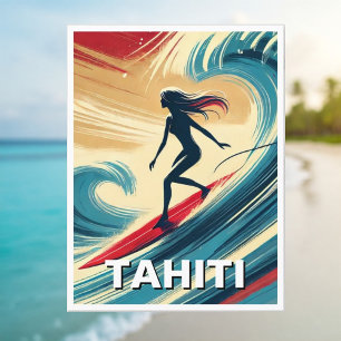 Cartão Postal Surfe no Taiti Surfer Wave