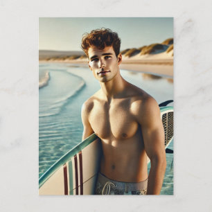 Cartão Postal Surfer Dude na praia