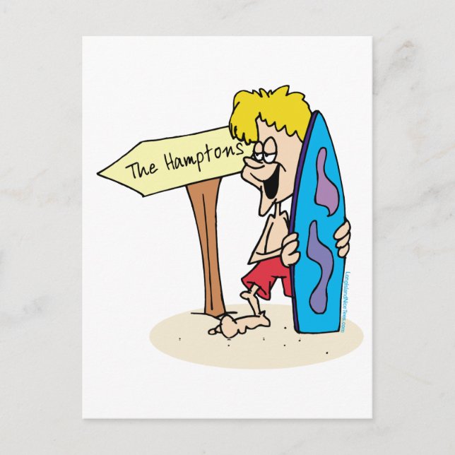 Cartão Postal Surfer Dude The Hamptons (Frente)