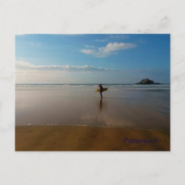 Cartão Postal Surfer em Perranporth Beach Cornwall Inglaterra