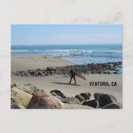 Cartão Postal Surfer na praia de Rincon, Ventura, CA