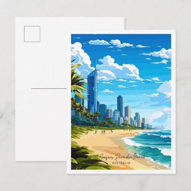 Cartão Postal Surfers Paradise Beach Viagem (Frente/Verso)