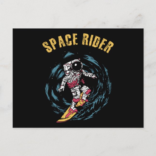Cartão Postal Surfing Astronaut Space Rider Surfer (Frente)