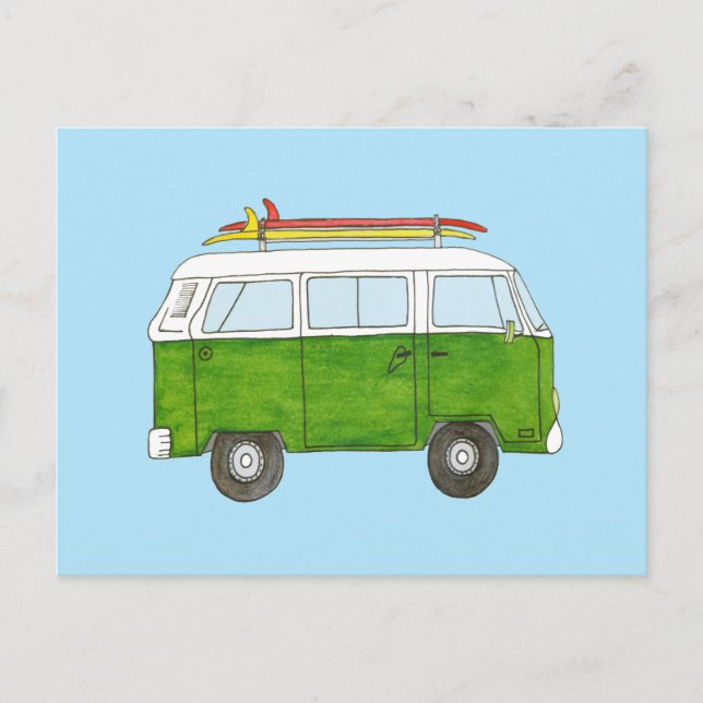 Cartão Postal Surfista Campervan (Frente)