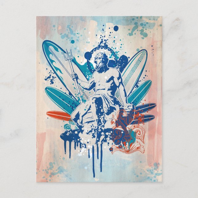 Cartão Postal surfista de poseidon (Frente)