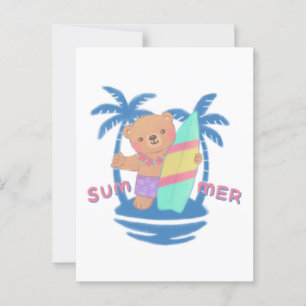 Cartão Postal Surfista de Urso de Teddy Summer no Havaí