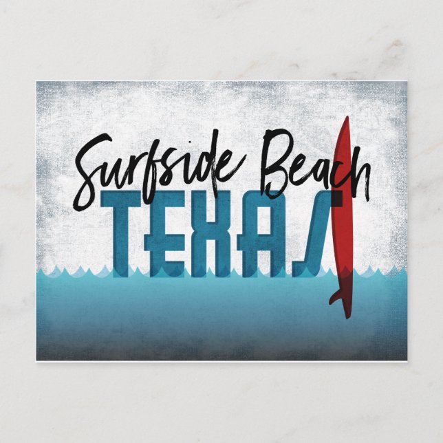 Cartão Postal Surfside Beach Postcard Texas Surfboard (Frente)