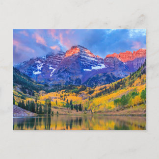 Cartão Postal Surgimento do Sol em Maroon Bells