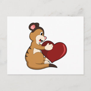 Cartão Postal Suricata com Coração