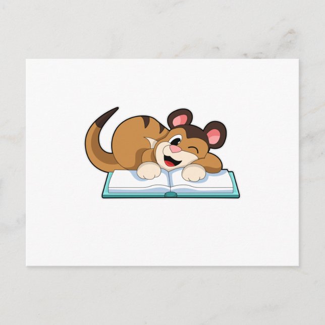 Cartão Postal Suricata com Livro (Frente)