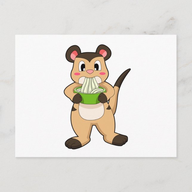 Cartão Postal Suricata com Ramen (Frente)