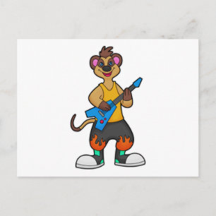 Cartão Postal Suricata como Músico com Guitarra