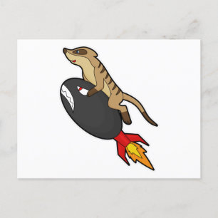 Cartão Postal Suricata voando com foguete