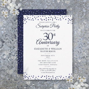 Cartão Postal Surpresa de 30º Aniversário de Casamento Corações 