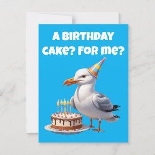 Cartão Postal Surpresa de Aniversário da Gaivota – Bolo Não Está
